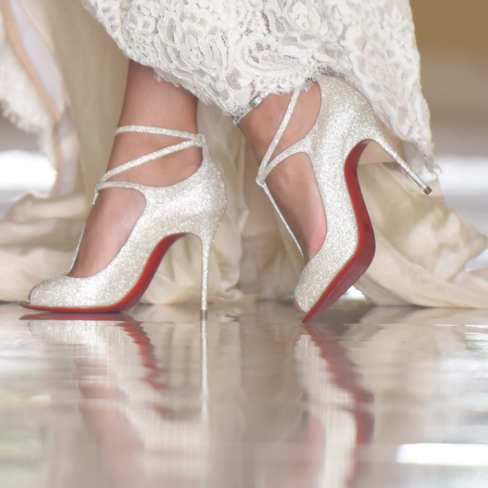 Christian Louboutin Talitha 100 Glitter Open Toe Heel (38)